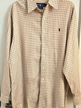 Ralph Lauren Tan Plaid Long-Sleeve Button-Down Shirt